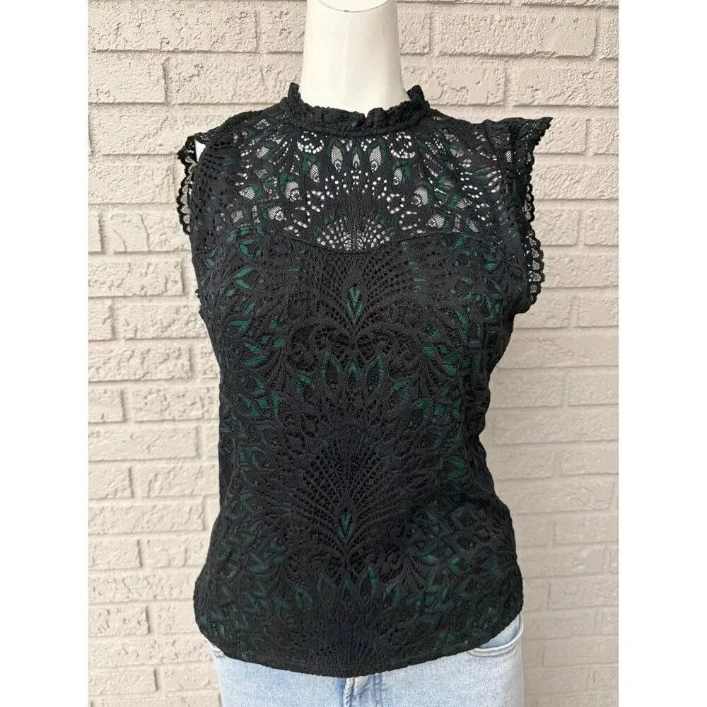 White House Black Market Sleeveless Stretch Lace Top Size 6